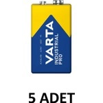 5 adet Varta 4022 Industrial 9V Pro Alkalin Pil 5 Li