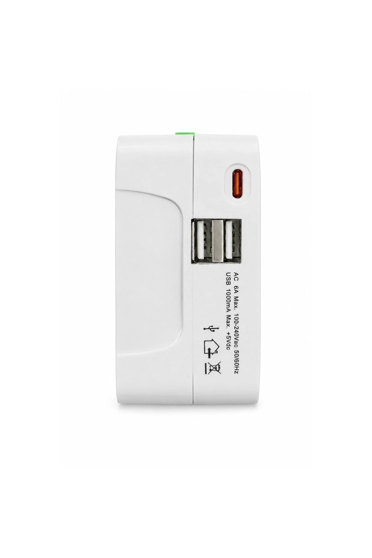 Çift USB’li Typ-c girişli Universal Seyahat Adaptörü Akım Korumalı Priz Çevirici 5V 1000mA