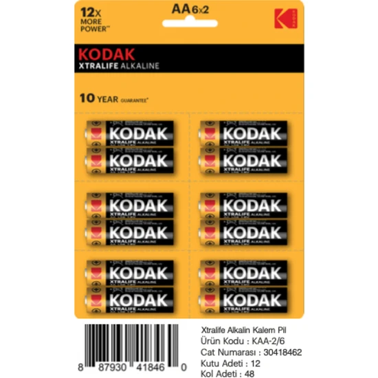 Kodak Xtralife Alkalin Kalem Pil Kartela 12’li
