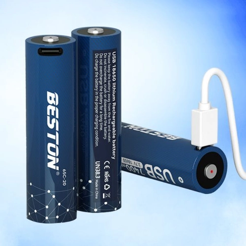 Beston 18650 Tip-C USB Doğrudan Şarj 3.7V 2000mAh Şarj Edilebilir Lityum İyon Pil
