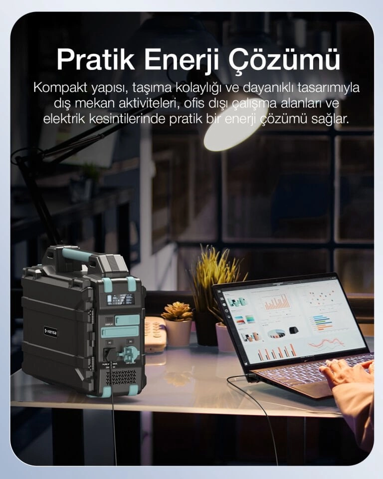 Kensa KOT-11  Entegre 30W Güneş Panelli 300W Taşınabilir Güç İstasyonu
