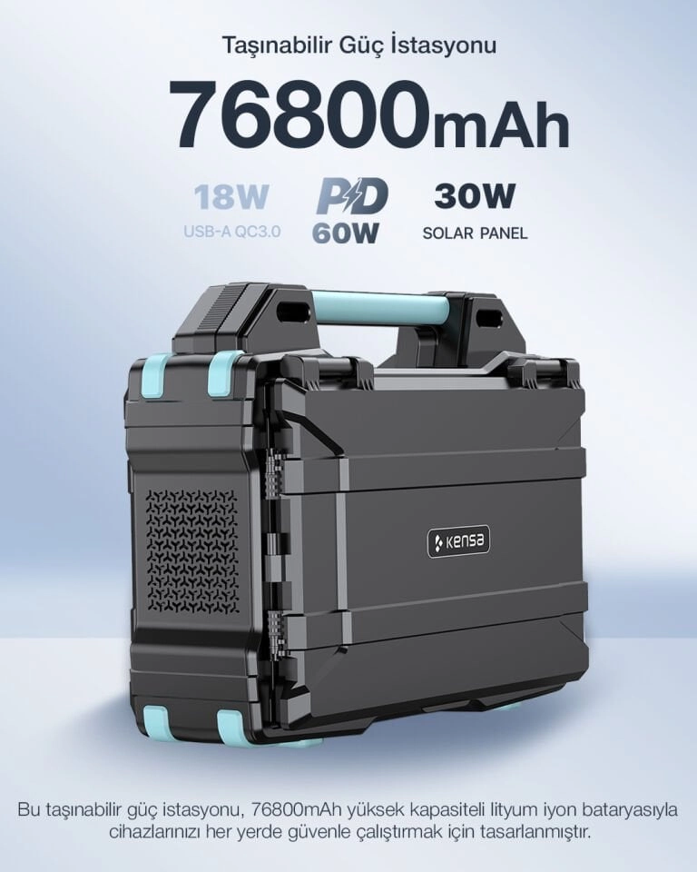 Kensa KOT-11  Entegre 30W Güneş Panelli 300W Taşınabilir Güç İstasyonu