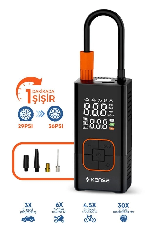 Kensa Taşınabilir Dijital Hava Kompresörü 150 PSI