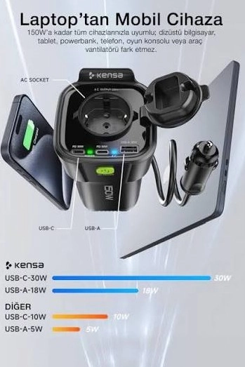 Kensa CR-76 5’i 1 Arada Araç Elektrik Adaptörü