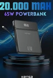 Kensa 20.000Mah Hızlı Şarj Powerbank 65W Çift Çıkışlı Lightning+Usb-C, Led Ekranlı, Powerbank