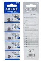 Supex CR1220 3 Volt 5’li Blister Lityum Pil