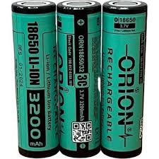 Orion 18650 3 7V 3200MAH Şarj Edilebilir Li-Ion Pil 3 ADET
