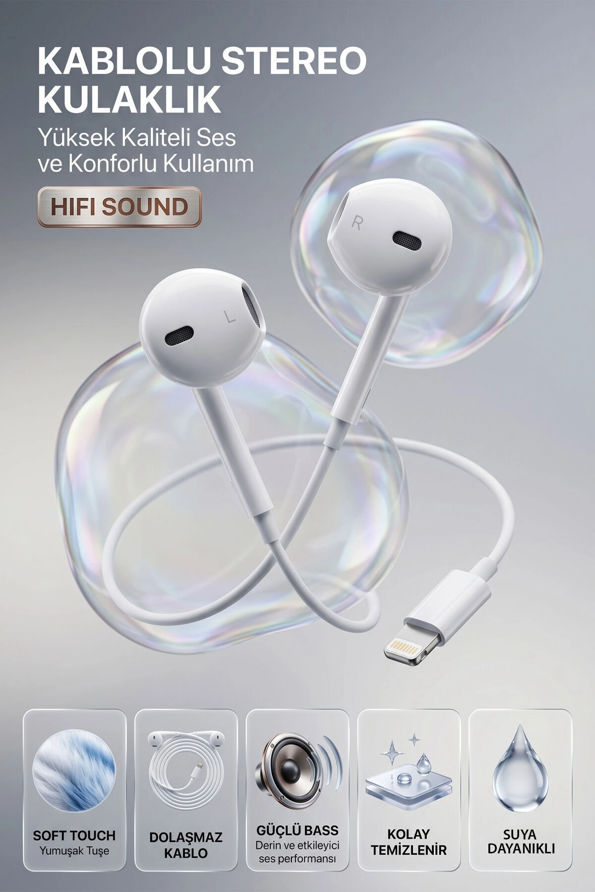 Kensa IP-70  Lightning Girişli Kablolu Stereo Kulaklık