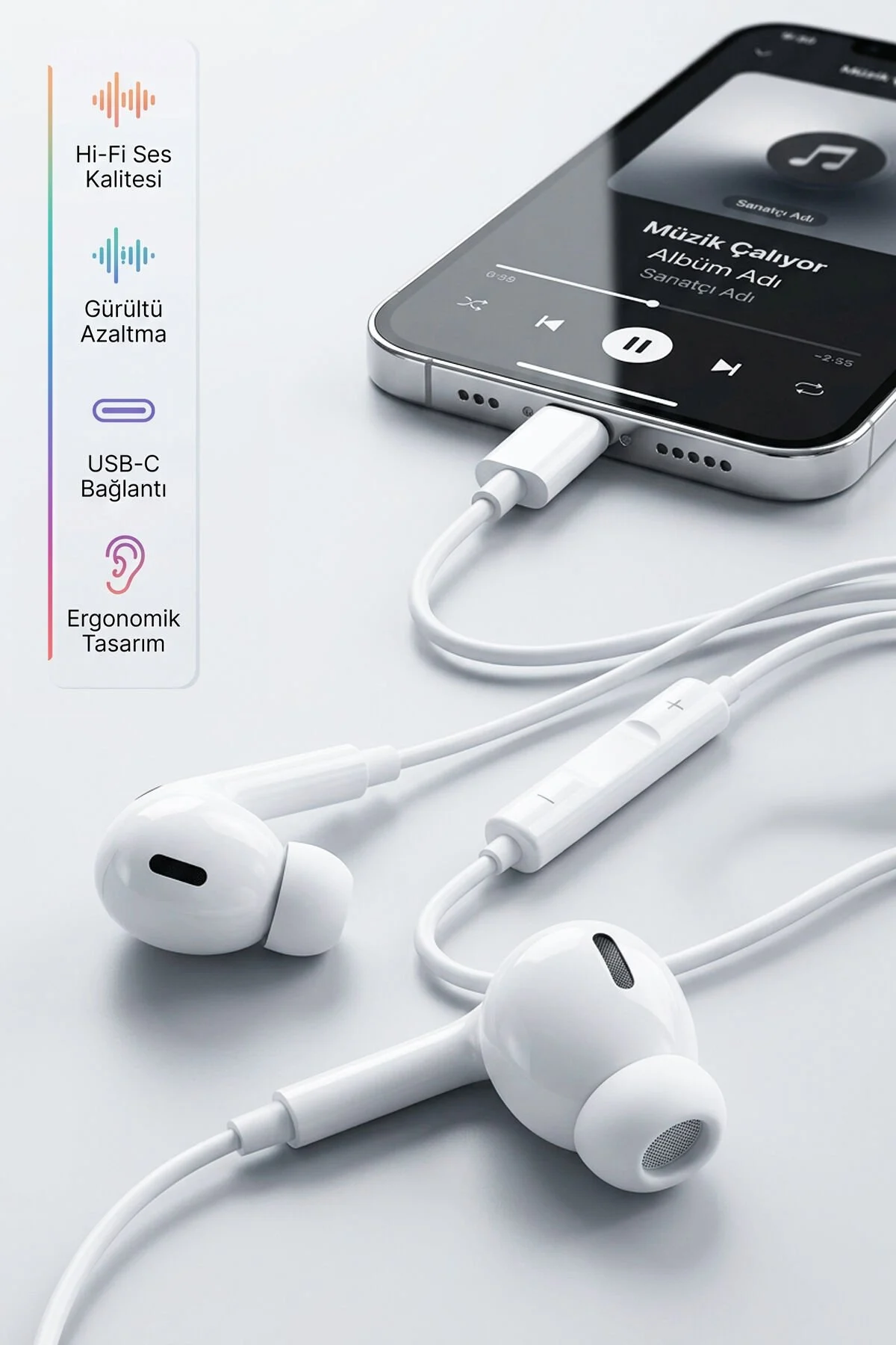 Kensa IP-90 USB-C Girişli Kablolu Stereo Kulaklık