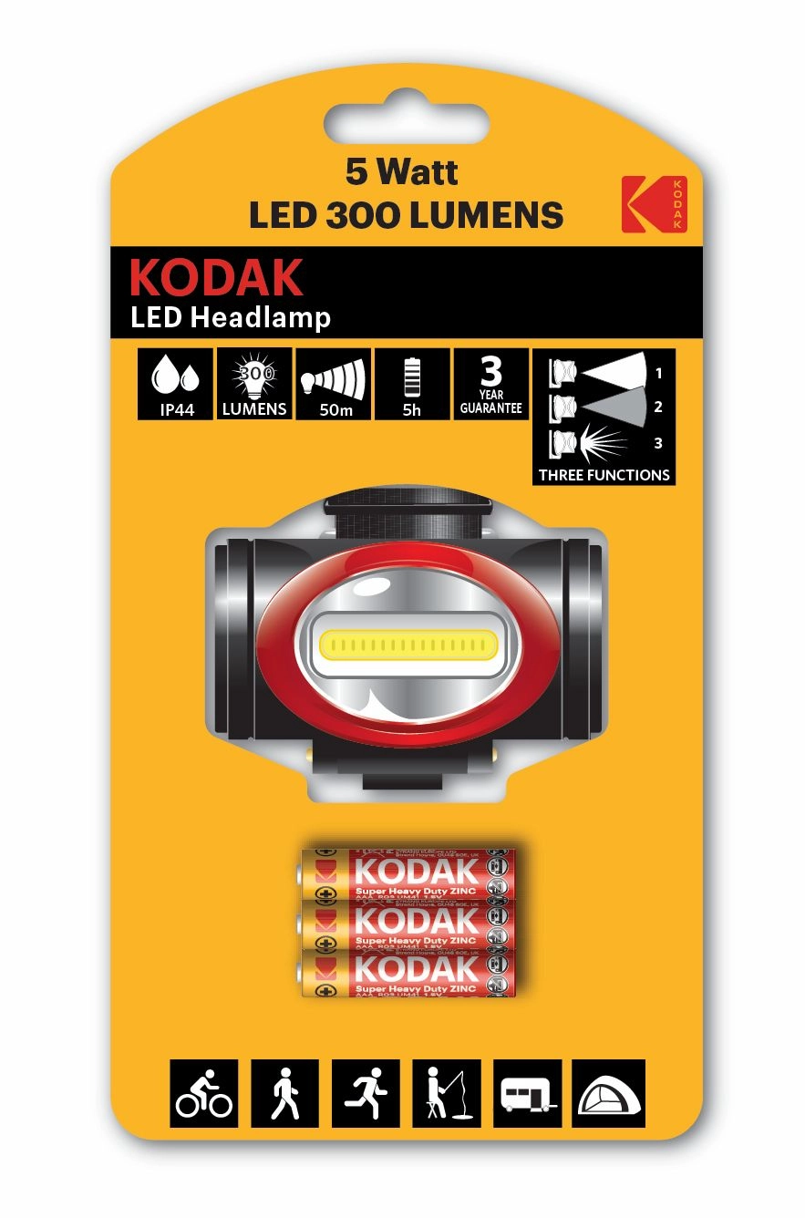 KODAK 5WATT 300 LÜMEN+3ADET AAA PİL HEDİYELİ KAFA FENERİ