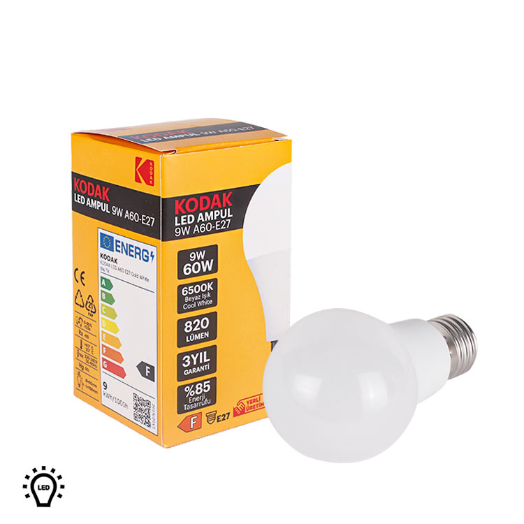 Kodak 15 Adet 9W A60 E27 LED Ampul - Beyaz Işık