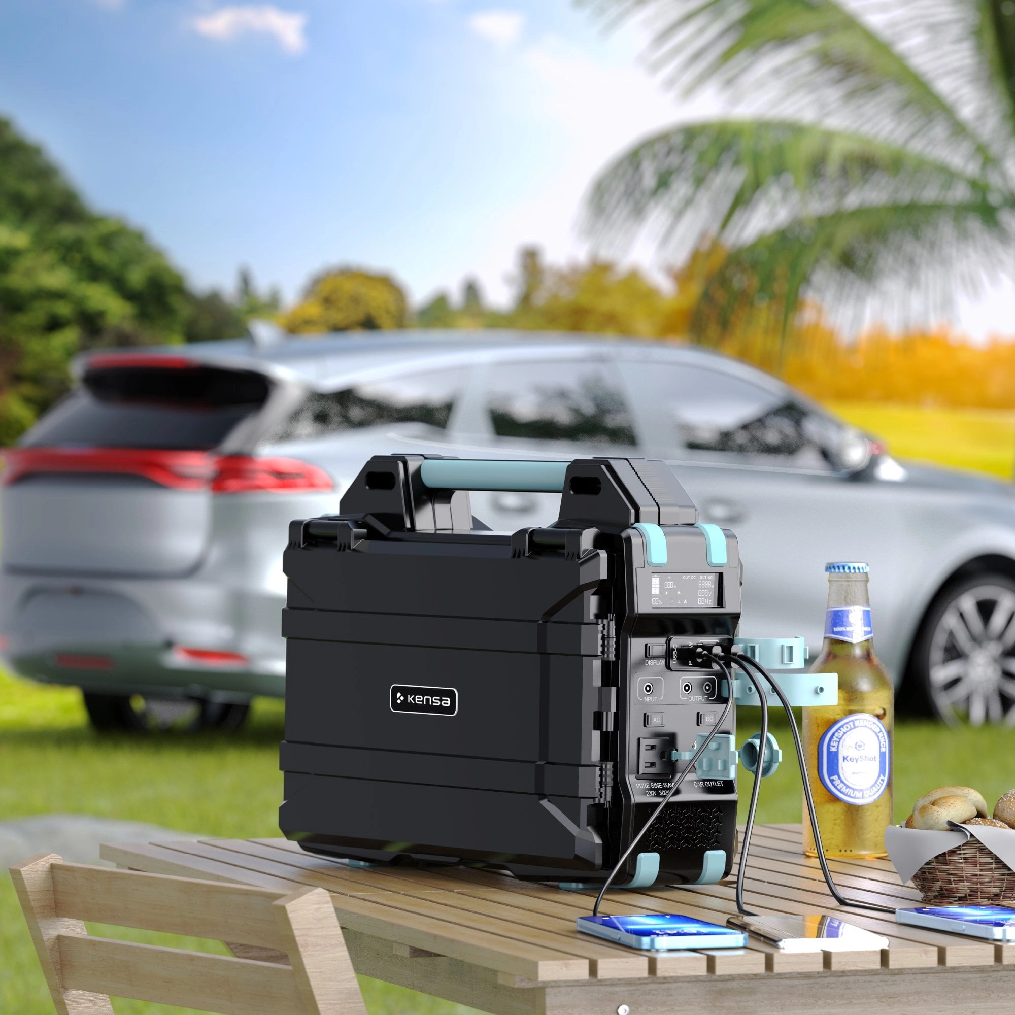 Kensa KOT-11  Entegre 30W Güneş Panelli 300W Taşınabilir Güç İstasyonu