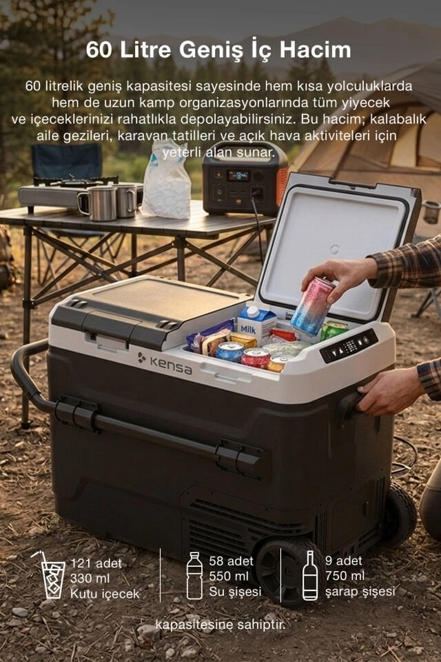 Kensa KOT-03  60 Litre Çift Bölmeli Taşınabilir Araç Buzdolabı