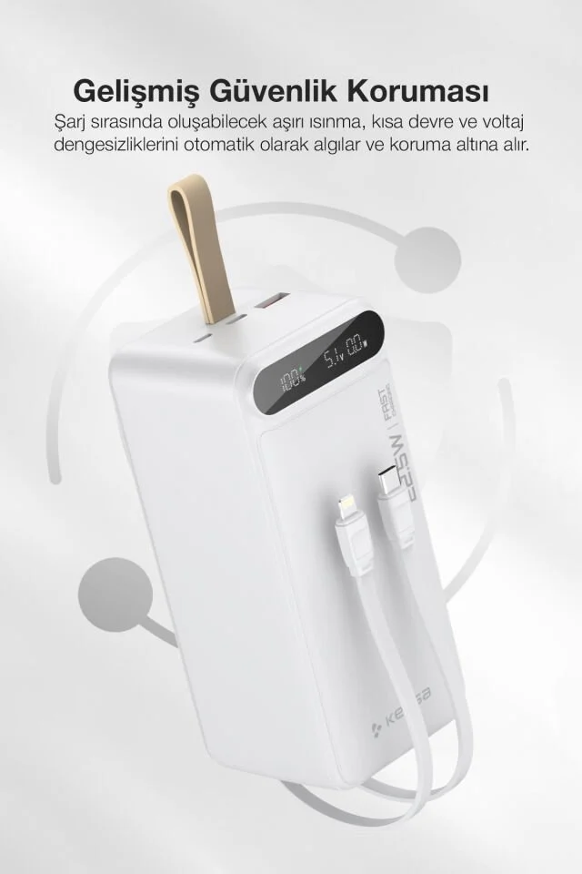 Kensa 50.000 mAh Hızlı Şarj Powerbank Beyaz