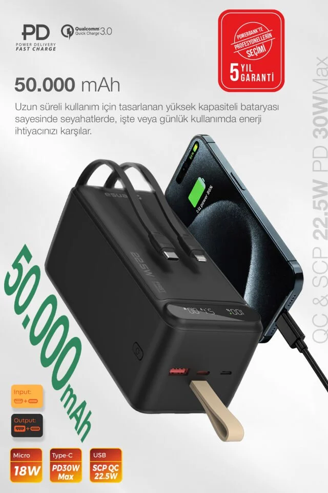 KENSA KP-101 50.000 mAh Hızlı Şarj Powerbank