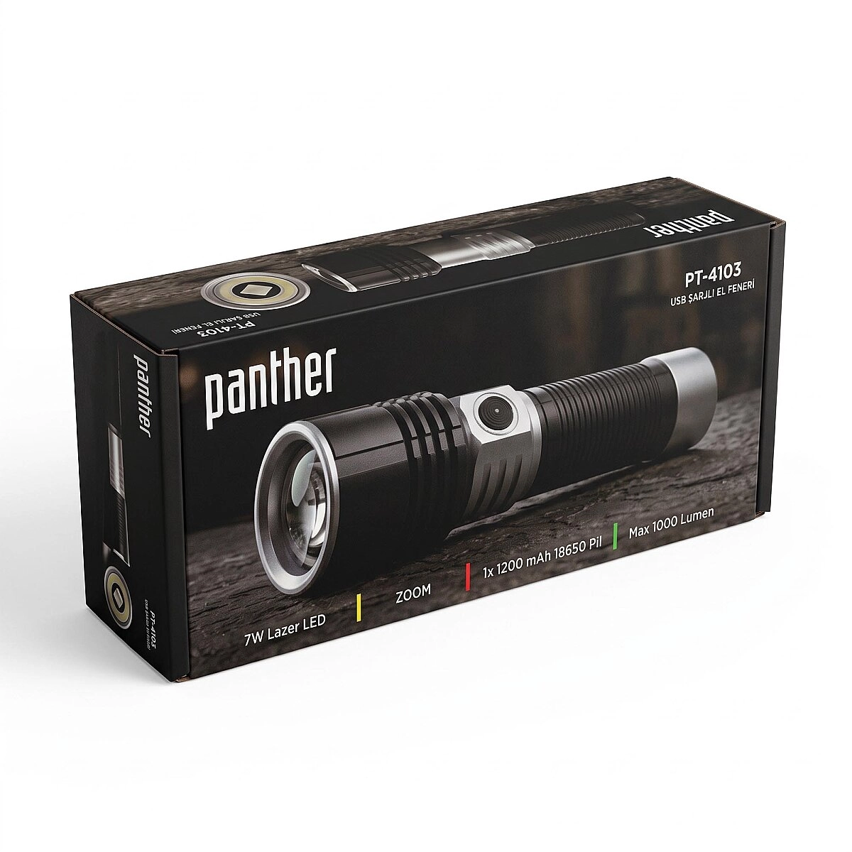 PANTHER PT-4103 USB ŞARJLI EL FENERİ