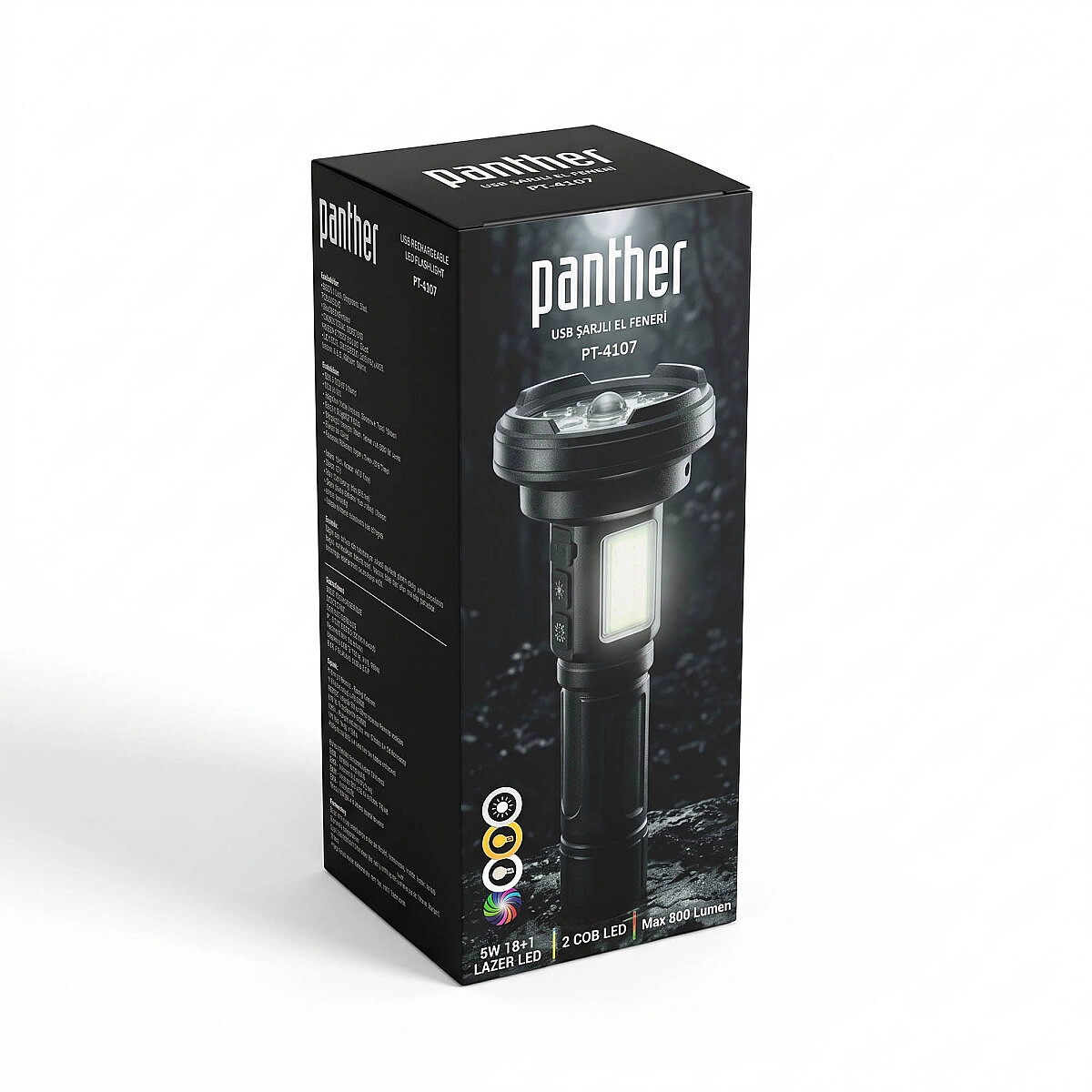 PANTHER PT-4107 USB ŞARJLI EL FENERİ