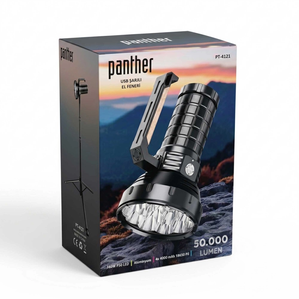 PANTHER PT-4121 USB ŞARJLI EL FENERİ