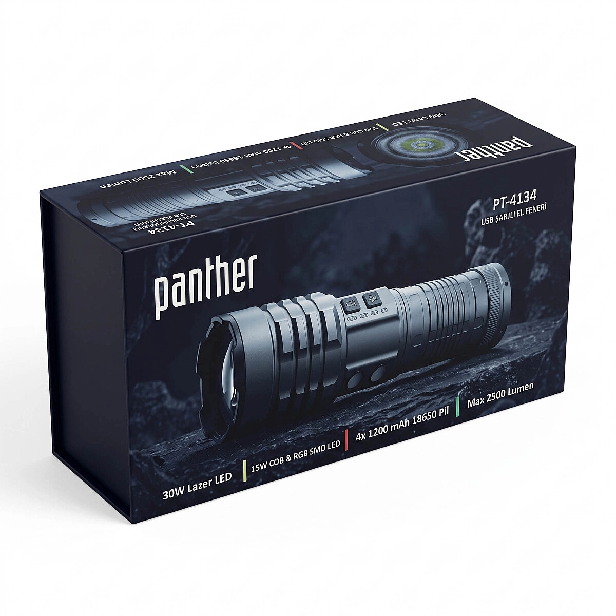 PANTHER PT-4134 USB ŞARJLI EL FENERİ