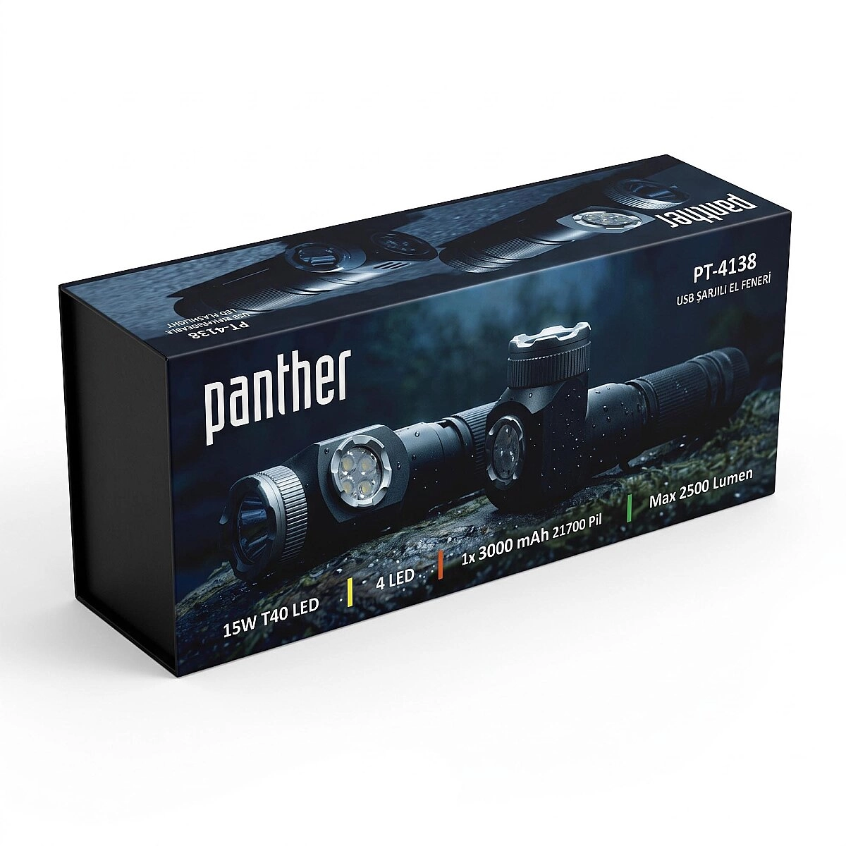 PANTHER PT-4138 USB ŞARJLI EL FENERİ