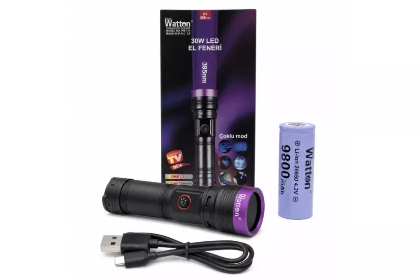 30W 395NM ŞARJLI UV ULTRAVİOLE LED IŞILK WT-711