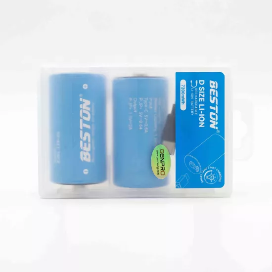 BESTON USB Type-C Şarj Edilebilir D Lityum Pil 1.5V 7200mAh