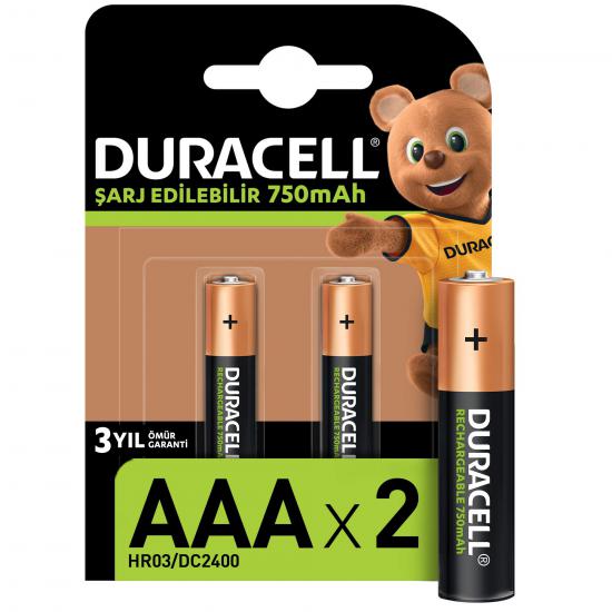 Duracell AAA 750 mAh 2’li Şarj Edilebilir Pil