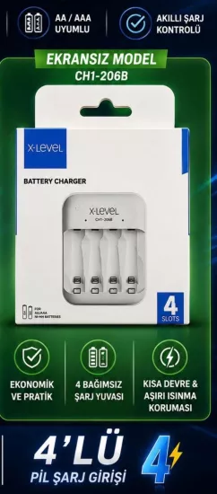 X-LEVEL CH-1206B AA-AAA PİL ŞARJ CİHAZI