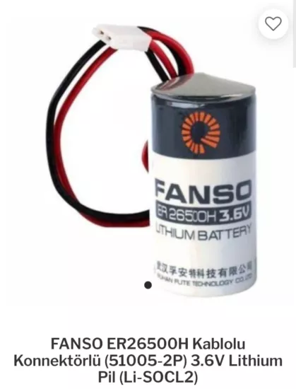 FANSO ER26500H KABLOLU KONNEKTÖRLÜ (51005-2P) 3.6V LİTYUM PİL 