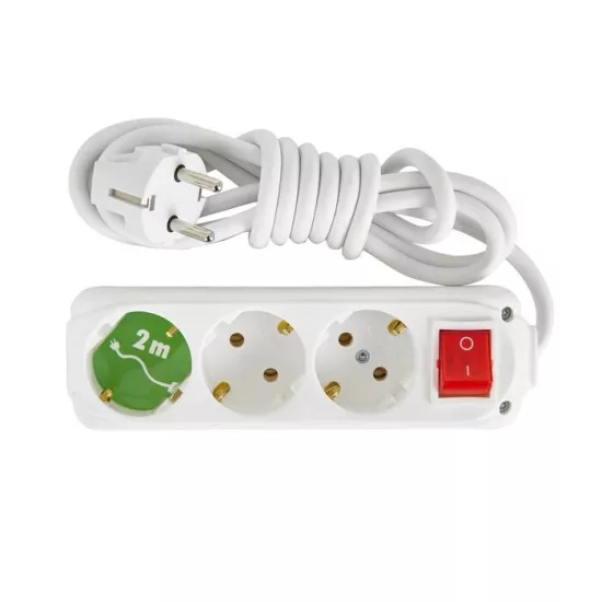 10 ADET Almera 3’lü Anahtarlı Topraklı Priz 2 Mt.