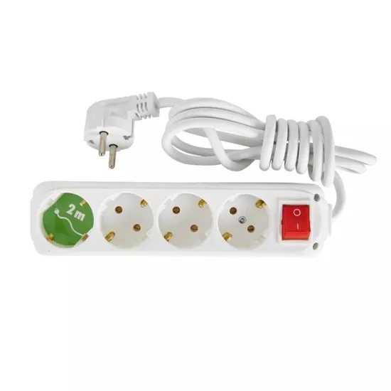 10 ADET Almera 4’lü Anahtarlı Topraklı Priz 2 Mt.