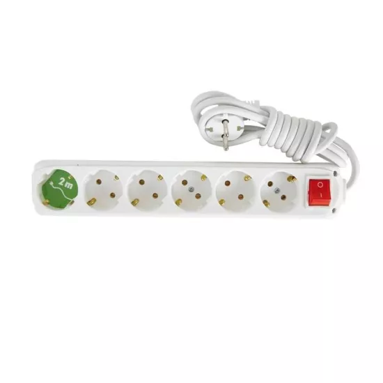 10 ADET Almera 6’lı Anahtarlı Topraklı Priz 2 Mt.