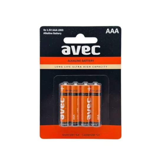 AVEC LR03 ALKALİN İNCE PİL 4LÜ BLS. 12 KART
