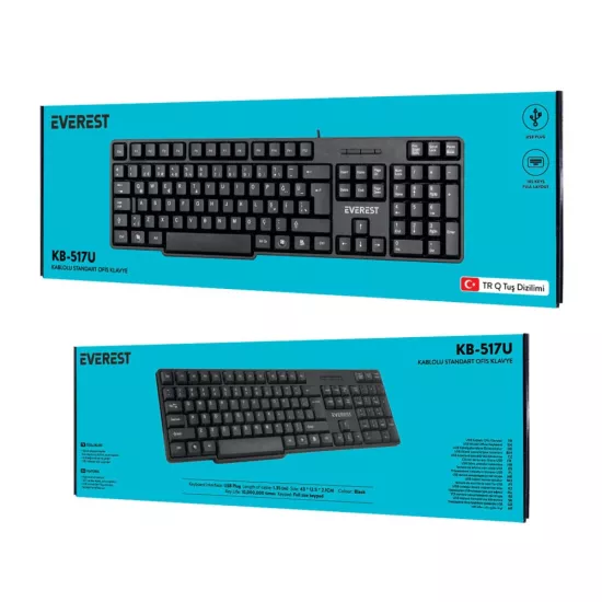 EVEREST KB-517U SİYAH USB Q KLAVYE