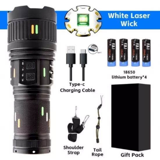 F.B.I Pro F-3001 Alüminyum TG LED Güç Göstergeli Type-C Şarjlı El Feneri 100 W