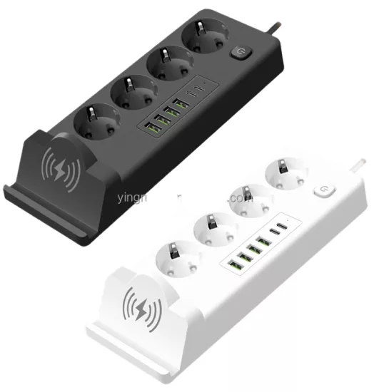  4 Prizli Çoklu Priz, Kablosuz Şarj Rafı, 4 Çıkışlı ve 6 USB Portlu Şarj Cihazı Güç Soketi