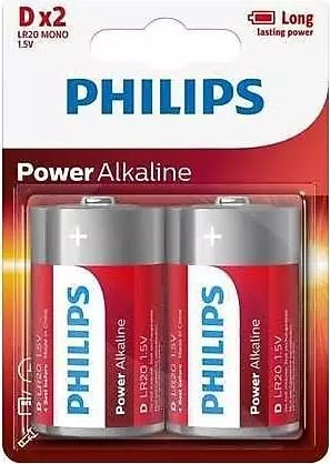 Philips Power Alkalin 2’li D Büyük Boy Pil