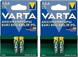  4 Adet Varta 57033 800mah Aaa Şarj Edilebilir Ince Kalem Pil 2 Kartel Taze Pil