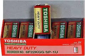 50 ADET 5 KUTU 10.LU Toshiba 9 Volt Pil Heavy Duty 10 LU PAKET
