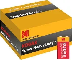 50 ADET 5 KUTU 10.LU Kodak 50 Adet Çinko Karbon Shrink 9 Volt Pil 