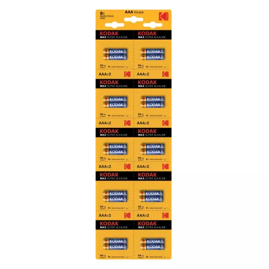 10 KART 20,Lİ (200 ADET) KODAK MAX SUPER ALKALINE KARTELA AAA İNCE PİL