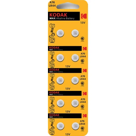 Kodak A76/LR44 Alkalin Düğme Pil - 10’lu Paket