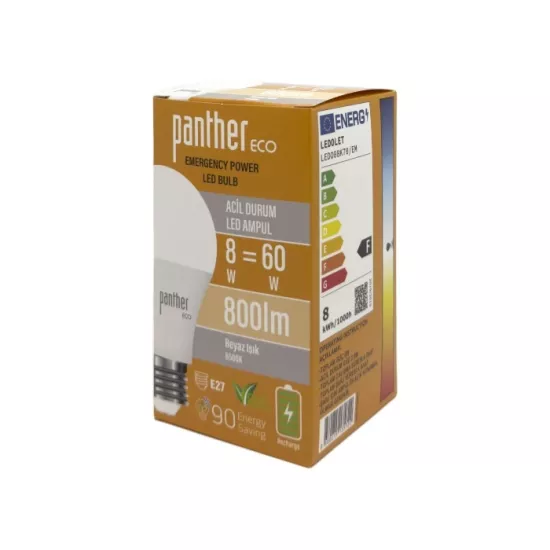 PANTHER ECO 8W ACİL DURUM ŞARJLI LED AMPUL