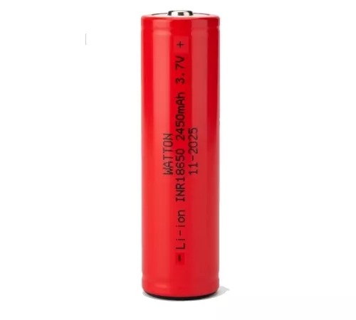 Watton INR 18650 2450mAh 3.7V Li-ion Şarj Edilebilir Pil - Kırmızı