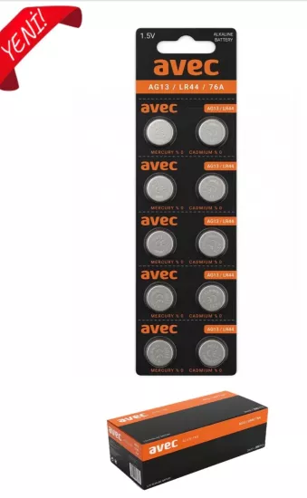 AVEC AG-13/LR44 ALKALİN PİL 10LU BLS.