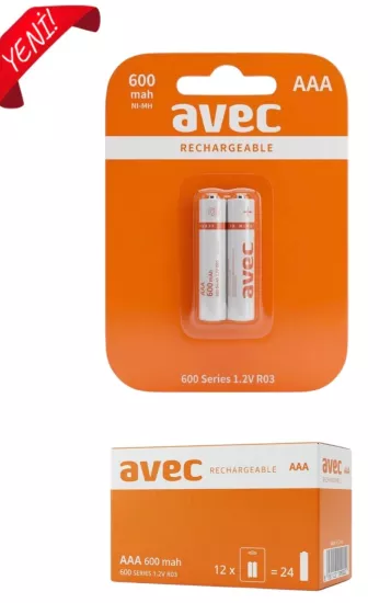 AVEC 600 MAH ŞARJLI İNCE PİL 12 KART 2Lİ BLS.