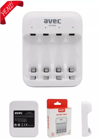 AVEC AV-CH01 USB HIZLI PİL ŞARJ CİHAZI 4LÜ