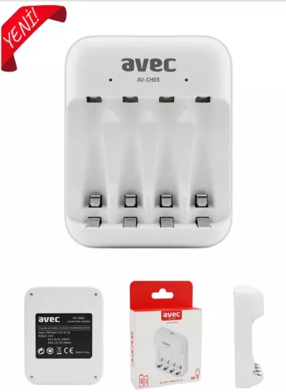 AVEC AV-CH03 USB PİL ŞARJ CİHAZI 4LÜ