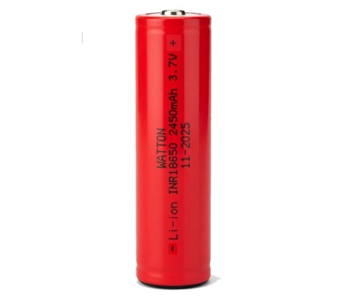 Watton INR 18650 2450mAh 3.7V Li-ion Şarj Edilebilir Pil - Kırmızı