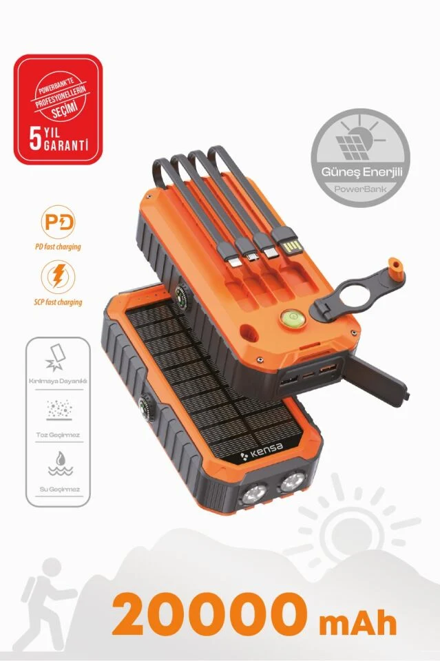 Kensa 20.000 mAh Güneş Enerjili Powerbank